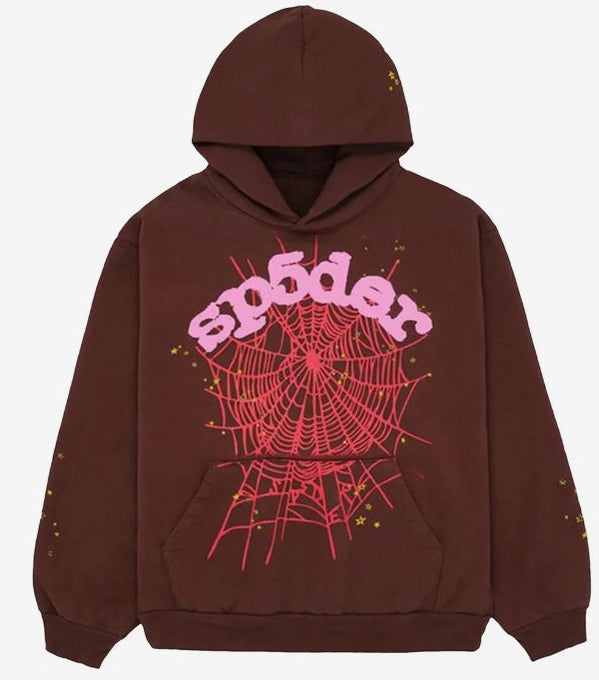 Brown unisex Sp5der Hoodie