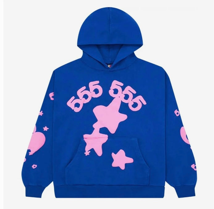 Blue and Pink Sp5der Beluga Hoodie